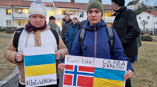 Markering for Ukraina i Fredsparken Markering i Fredsparken